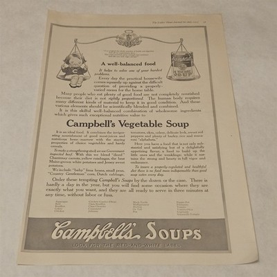 Campbell s Vegetable Soup Print Ad 1917 Scale Well-balanced Child Cheerleader