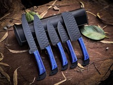 Küchenmesser-Set 7 Teilig mit handgeschmiedet Edelstahl klingen Handgefertigtes