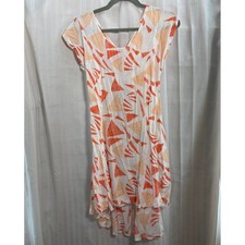 Love Lives Orange Geometric Print Lace Up Back Midi Dress Women's M Resortwear