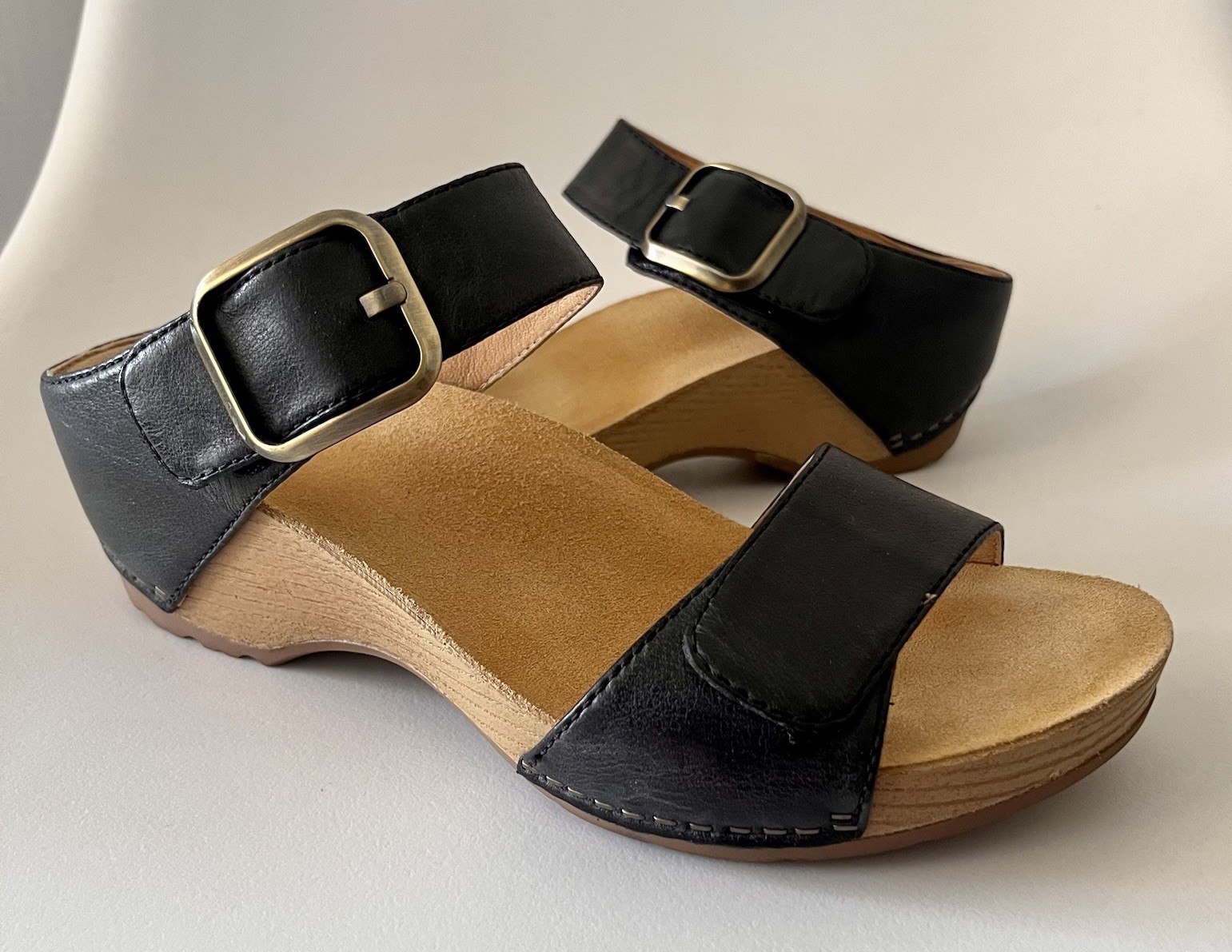 Dansko Tanya Black Milled Leather Comfort Sandals Women's EU 37 US 6.5-7