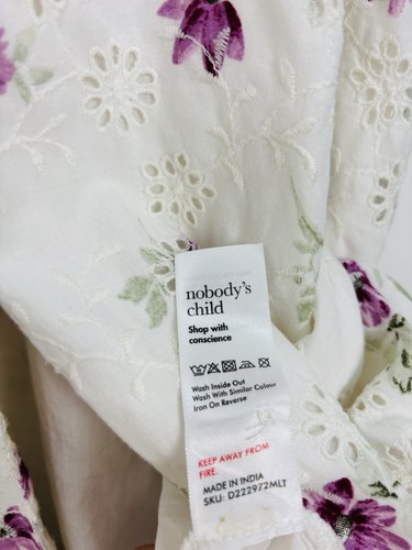 Abito donna bambino Nobodys taglia 10 bianco viola floreale midi ricamato anglaise - Foto 7 di 9
