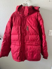Vintage Burton Red Bur.77 Goose Down Men's Snowboarding Jacket Size Large Hooded