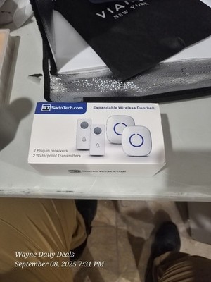 SadoTech Wireless Doorbell Kit   2 Plug-In Receivers + 2 Waterproof Buttons