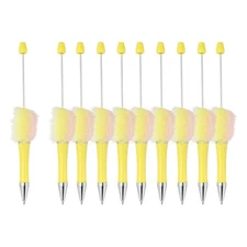 Fluffy Beadable Pens, Plastic Bead Pen for DIY Beads - 10 Pcs (Yellow Gradient)