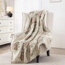 Throw Blanket for Bed Sofa, Luxury Classic Damask Jacquard Bed Throw