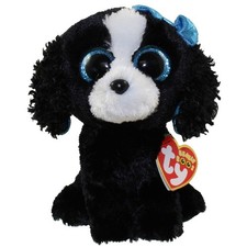 TY Beanie Boos - TRACEY the Black  White Dog Glitter Eyes  6 inch - MWMTs