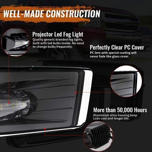 LED FOG LIGHTS 5202 BULBS FOR CHEVY AVALANCHE SILVERADO SUBURBAN TAHOE 2007-2015 - Picture 3 of 12