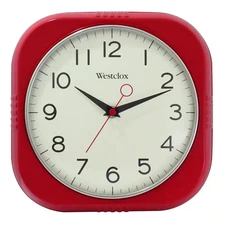 32948R- Westclox 9.5" Red Square Retro Silent Wall Clock