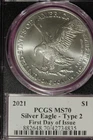 2021 NGC MS70 TYPE 2 AMERICAN SILVER EAGLE FIRST DAY OF ISSUE #B52837