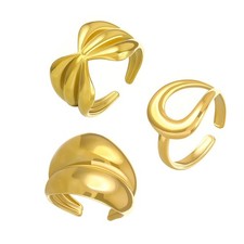 3PCS Gold Knuckle Rings for Women Stainless Steel Rings Set Gold Stackable Ri...