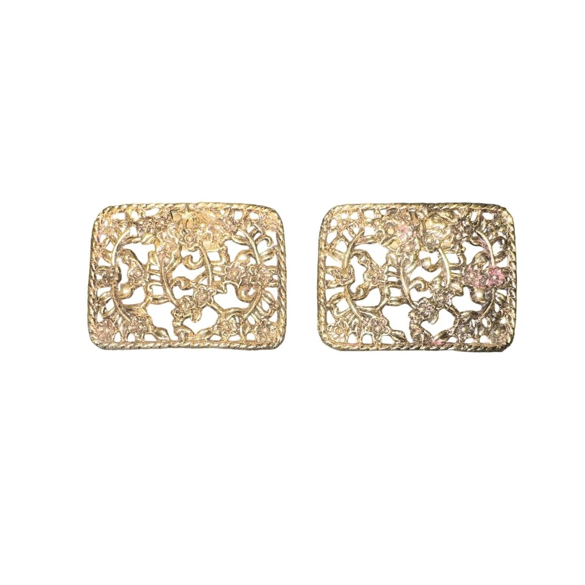 Vintage Rhinestone Filigree Shoe Clips Antiqued Gold Tone Art Deco Revival Pair Art Deco Vintage Shoe Shoe Clips for sale | eBay main image 4