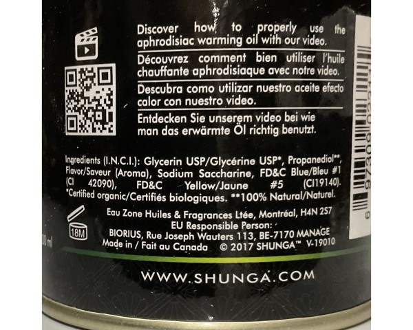 Shunga - Aphrodisiac Warming Oil - ORGANICA Exotic Green Tea - 3.5 fl oz