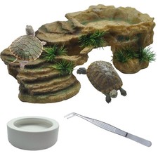 Turtle Basking Platform,Tortoise Resin Climbing Rock Rectangular Resting Terr...