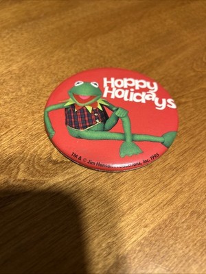 1979 Jim Henson's Kermit The Frog Says Happy Holidays 3 1/2'' Cello Advertising