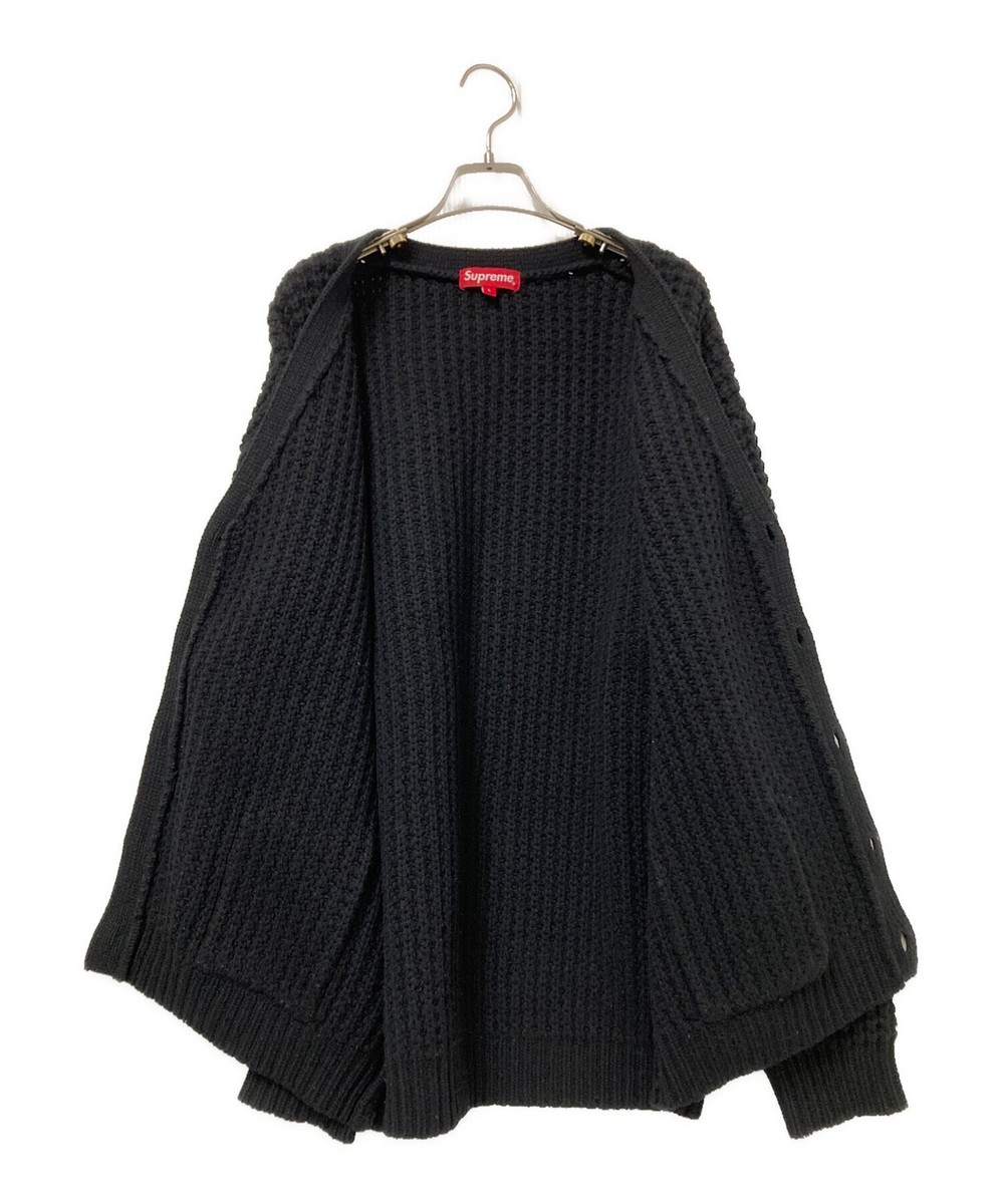SUPREME Waffle Knit Cardigan Size: L Black Men | eBay