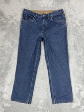 Duluth Trading Co Jeans Mens 36x32* Blue Flannel Lined Relaxed Fit Work Pants