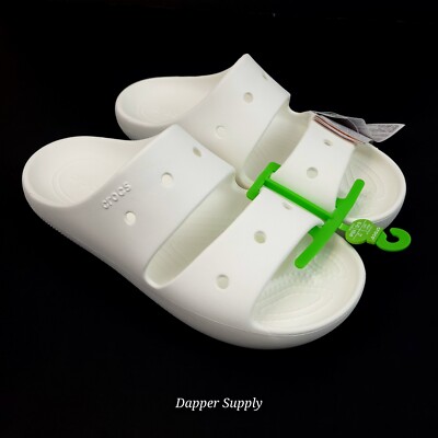 Crocs Classic V2 Slides Sandals Men's Size 11 White Comfort