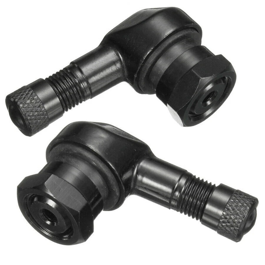 2Pcs Durable 11.3mm CNC Aluminum Black Motorcycle 90° Rim Wheel Tire Valve Stems - Image 2 of 4