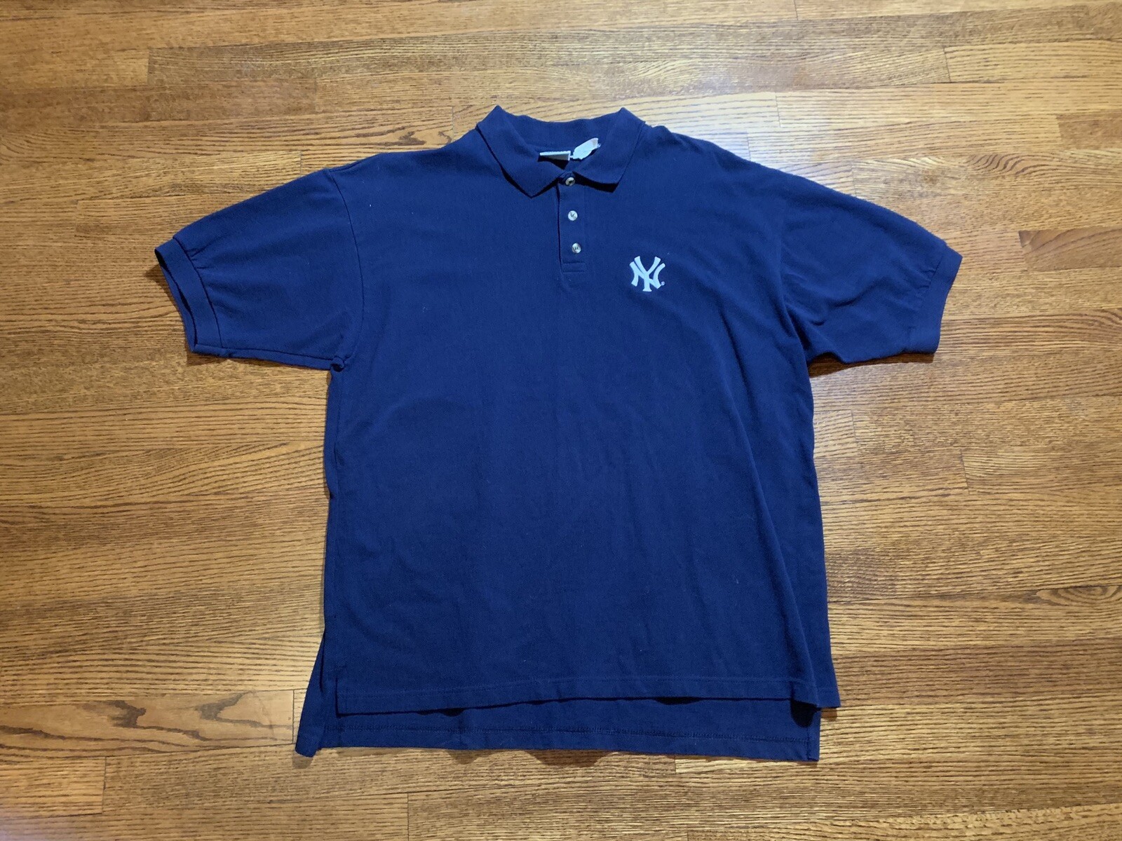 Vintage New York Yankees Plain Logo Polo Shirt Dyansty Large