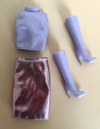Barbie Signature Looks #20 Doll Outfit Lavender Top Shiny Skirt Boots 2024 Y2K
