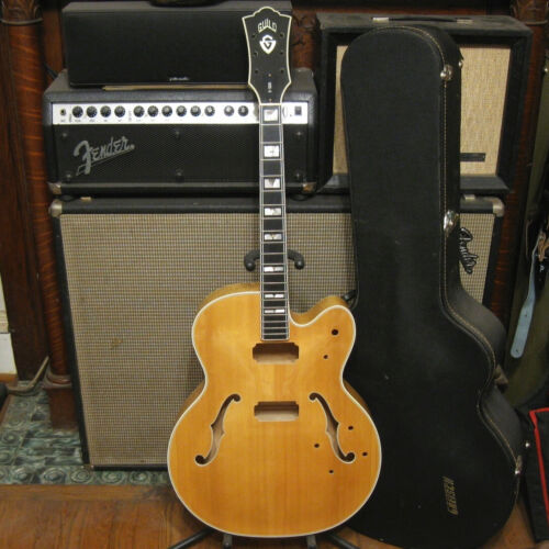 Vintage 1986 Guild X-500 Stuart Flame Maple Blond Guitar Body Neck w/ Case