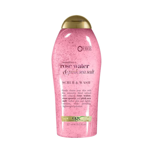 Scrub corpo lenitivo OGX Sensitive + sale marino rosa e acqua di rose senza solfati - Foto 9 di 12