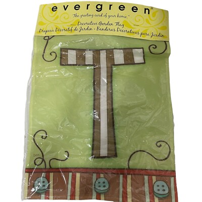 EVERGREEN T MONOGRAM GLOW IN THE DARK MINI GARDEN FLAG