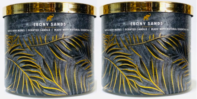 2 Bath & Body Works EBONY SANDS Large 3-Wick Scented Candle 14.5 oz