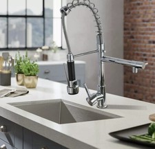 Chrome Kitchen Faucet Swivel Spout Single Handle Sink Pull Down Spray Mixer Tap