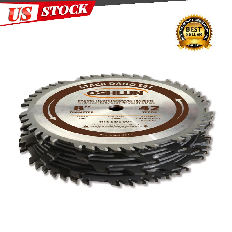 8 Inch 42 Tooth Stack Dado Set With 5 8 Inch Arbor Full Body