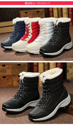 Stivaletti alti da donna stivali stivaletti con lacci scarpe invernali scarpe foderate - Foto 15 di 30