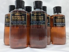 Qty (6) Bath & Body Works MAHOGANY TEAKWOOD Hair, Face, & Body Wash 10 oz