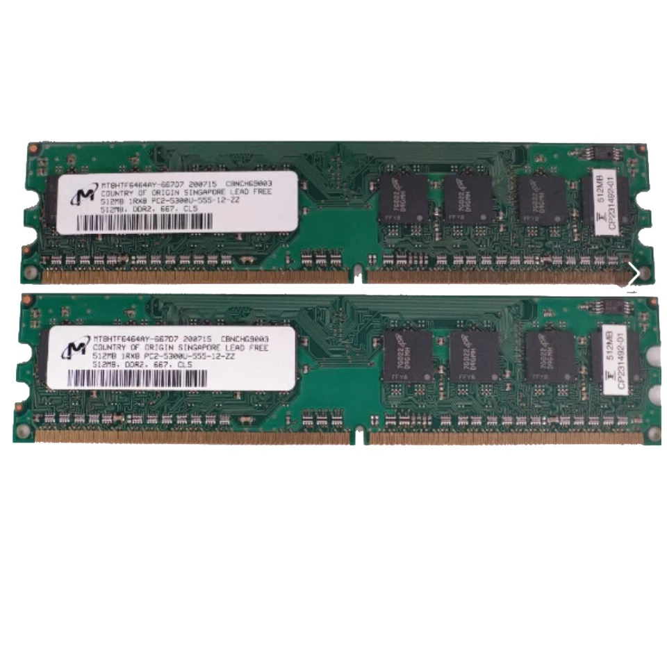 Set of 4 Micron MT8HTF6464AY-667D7 Memory RAM DDR2 512MB 667MHZ PC2-5300 Desktop - Image 2 of 4