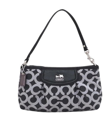 black and silver coach purse