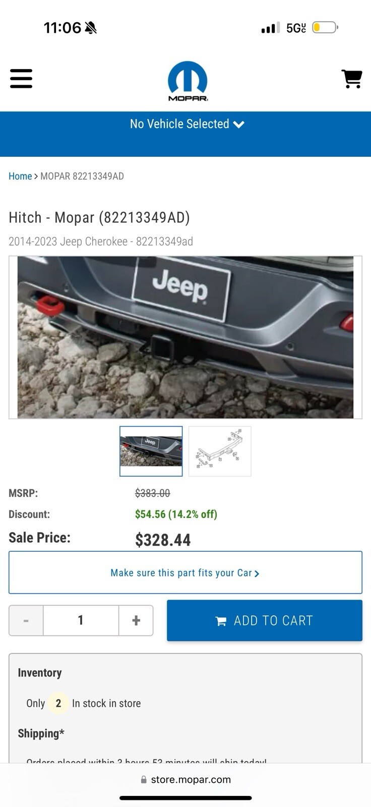 Hitch-Mopar 82213349AD With Harness