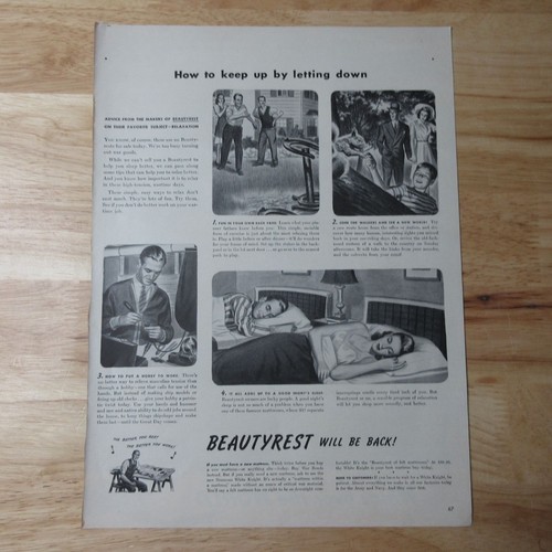 1943 Simmons Beautyrest Mattress - Vintage Print Ad - Picture 2 of 3