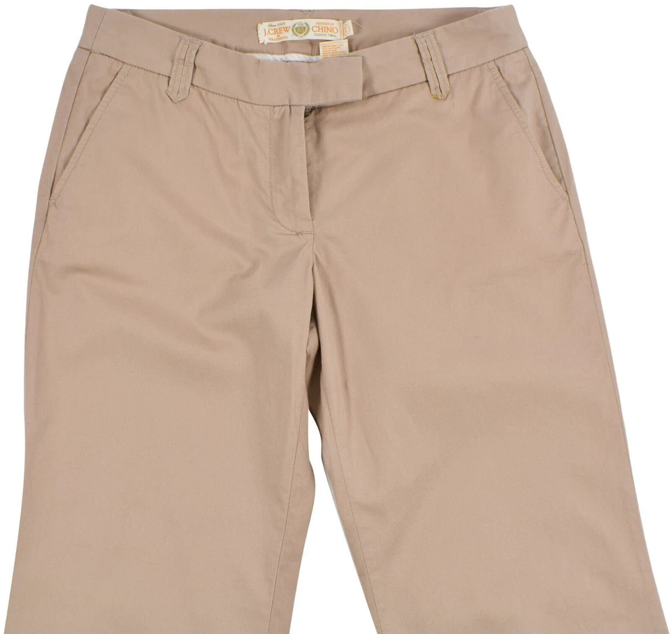 Pantaloni donna J.Crew pantaloni chino dritti beige cotone bottoni taglia 2R ... - Immagine 4 di 4