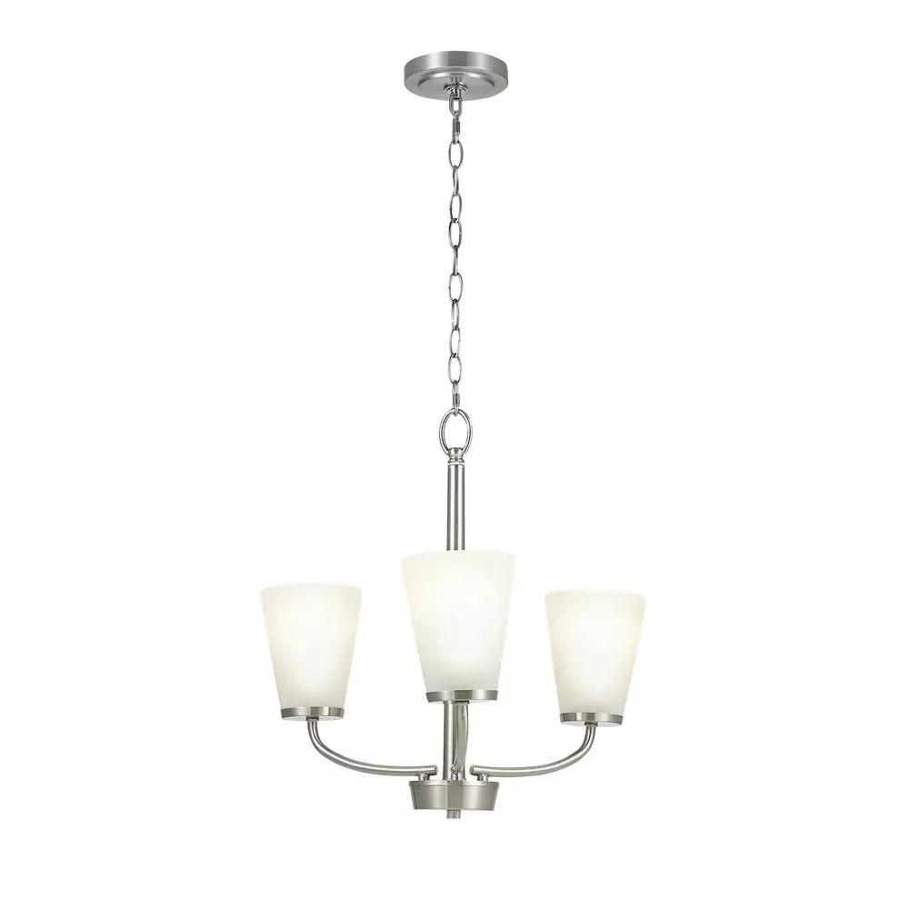 NEW Hampton Bay 3 Light Brushed Nickel Chandelier