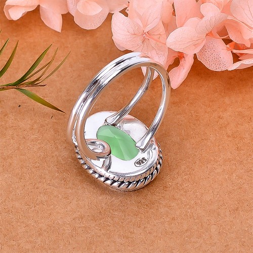 Green Amethyst Gemstone 925 Sterling Silver Jewelry Ring, Elegant Ring - Picture 4 of 4