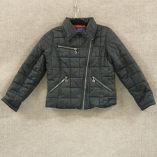 Rothschild Jacket Girls M 10/12 Black Quilted Nano Puffer Moto Full Zip