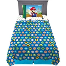 Super Mario Twin 3-Pcs Soft Microfiber Multicolor Bedding Sheet Set for Kids