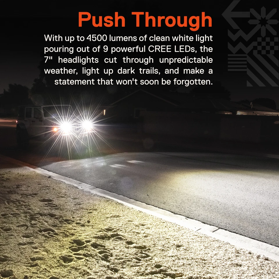 7英寸圆形CREE LED H4车头灯适用于吉普牧马人JK TJ LC CJ配件 — 第 2/4 张图片