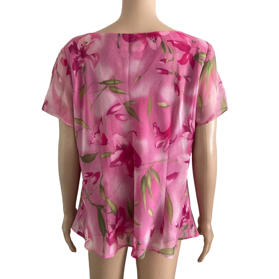 Блузка женская Studio 1 16 розовый цветочный пуловер легкий большой размер - Изображение 2 из 4