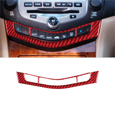 For Honda Accord Sedan Red Carbon Fiber Central Climate Console Frame Cover Trim