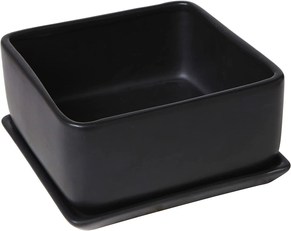 7 inch Square Ceramic Succulent Planter Pot with Drainage Tray, Window Box - Image 2 of 4