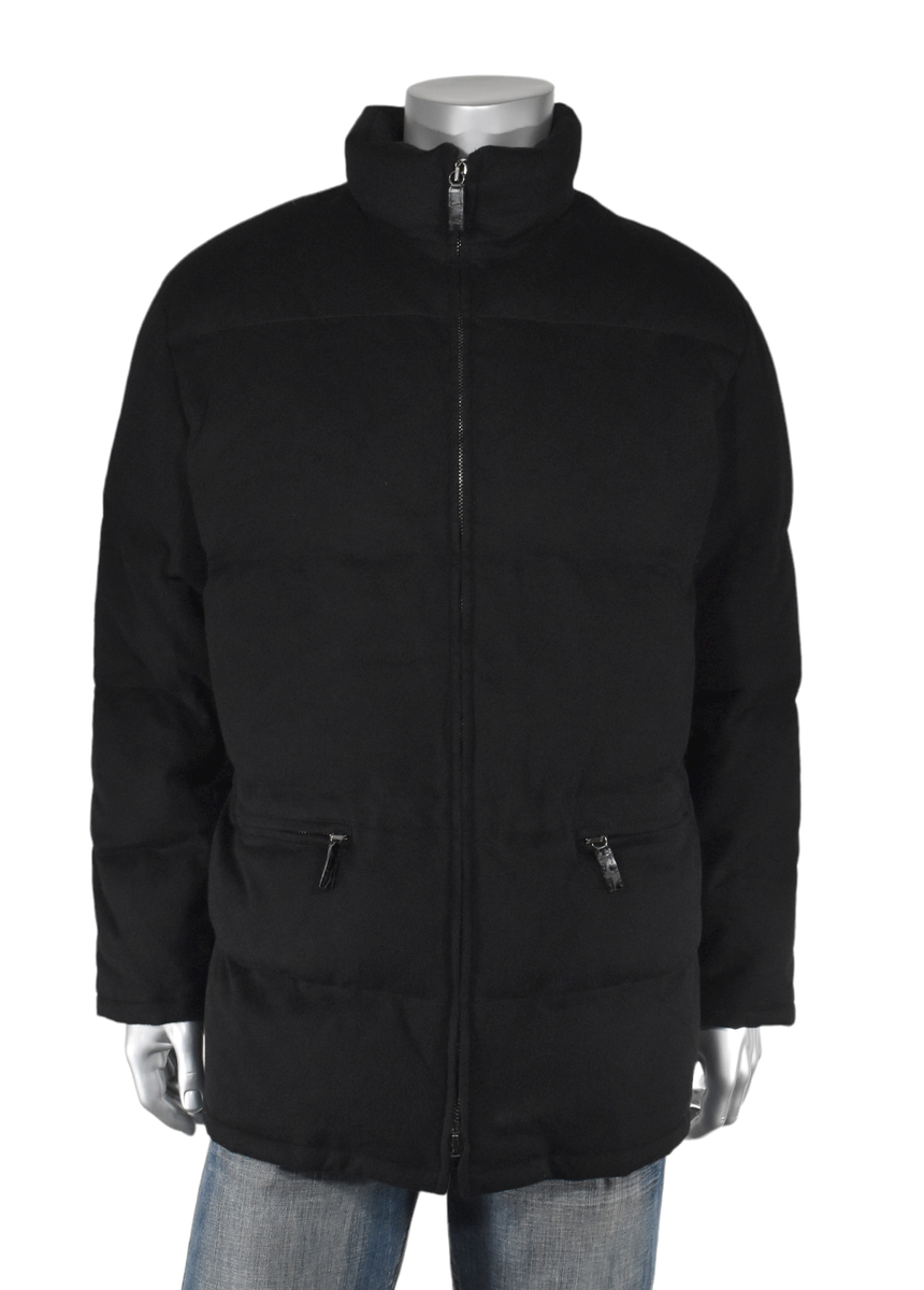 Ralph Lauren Purple Label Black Wool Down Puffer Jacket Coat L New