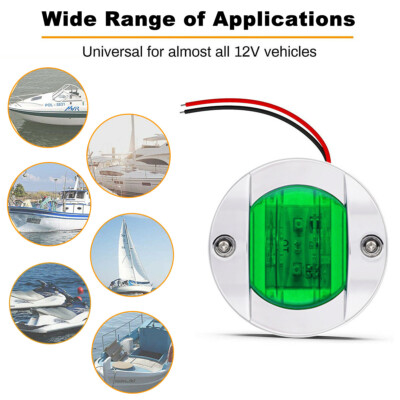 4X Blue Round 3" Marine Boat LED Stern Transom Lights Cabin Deck - Foto 3