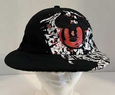 Disney Parks Youth Hat Fitted Black Red Angry Mickey Mouse Size 54-57cm