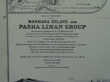 VECCHIA CARTA NAUTICA-MAR DI MARMARA-MARMARA ISLAND-PASHA LIMAN GROUP...