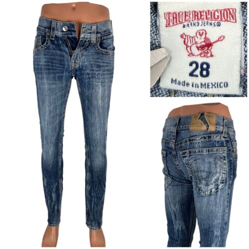 Pantalones de mezclilla True Religion para hombre 28 X 33 solapa recta lombriz de tierra talla T mezcla de algodón